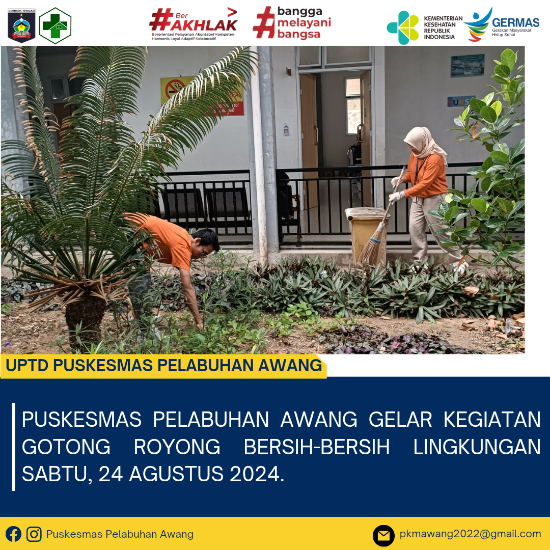 PUSKESMAS PELABUHAN AWANG GELAR KEGIATAN GOTONG ROYONG BERSIH-BERSIH LINGKUNGAN